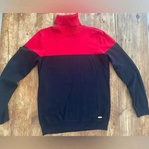 Calvin Klein Color-Block Women’s‎ Turtleneck Winter Holiday Sweater EUC Medium